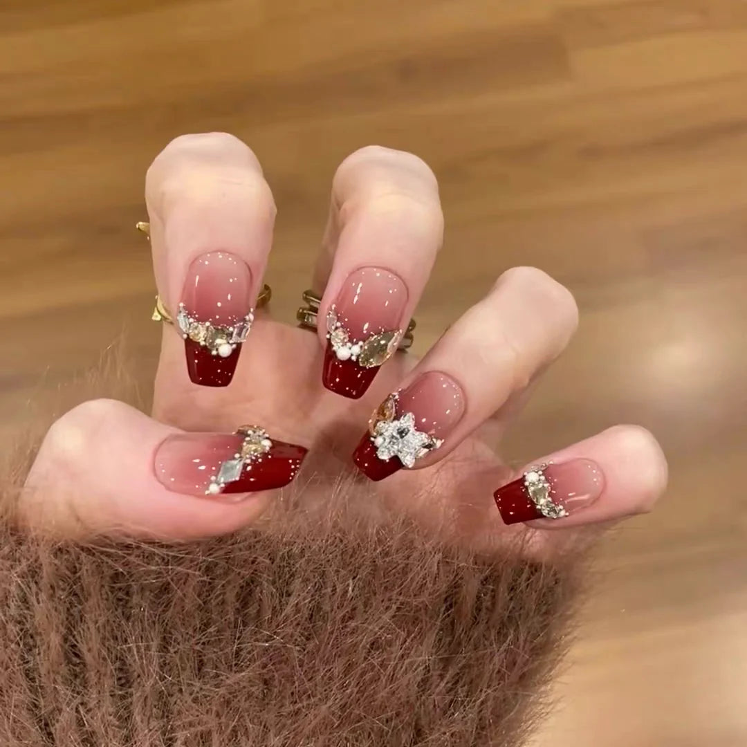 Press-On Nail Tips Floral Design Durable & Easy Application