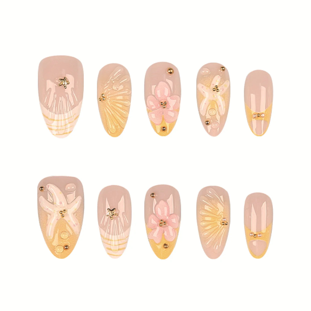 Press-On Nail Tips Floral Design Easy Application
