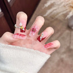 Press-On Nail Tips Floral Design Glue-Free & Reusable