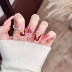 Press-On Nail Tips Floral Design Glue-Free & Reusable