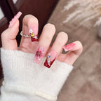 Press-On Nail Tips Floral Design Glue-Free & Reusable