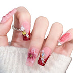 Press-On Nail Tips Floral Design Glue-Free & Reusable