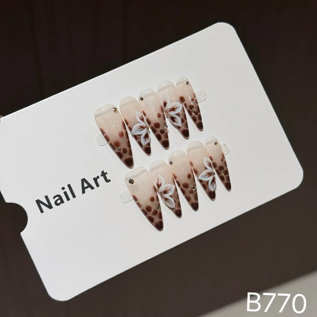 Press-On Nail Tips Floral Design Long-Lasting No Glue