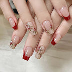 Press-On Nail Tips Floral Design Peel-Off Adhesive Multiple Sizes