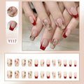 Press-On Nail Tips Floral Design Peel-Off Adhesive Multiple Sizes