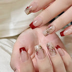 Press-On Nail Tips Floral Design Peel-Off Adhesive Multiple Sizes