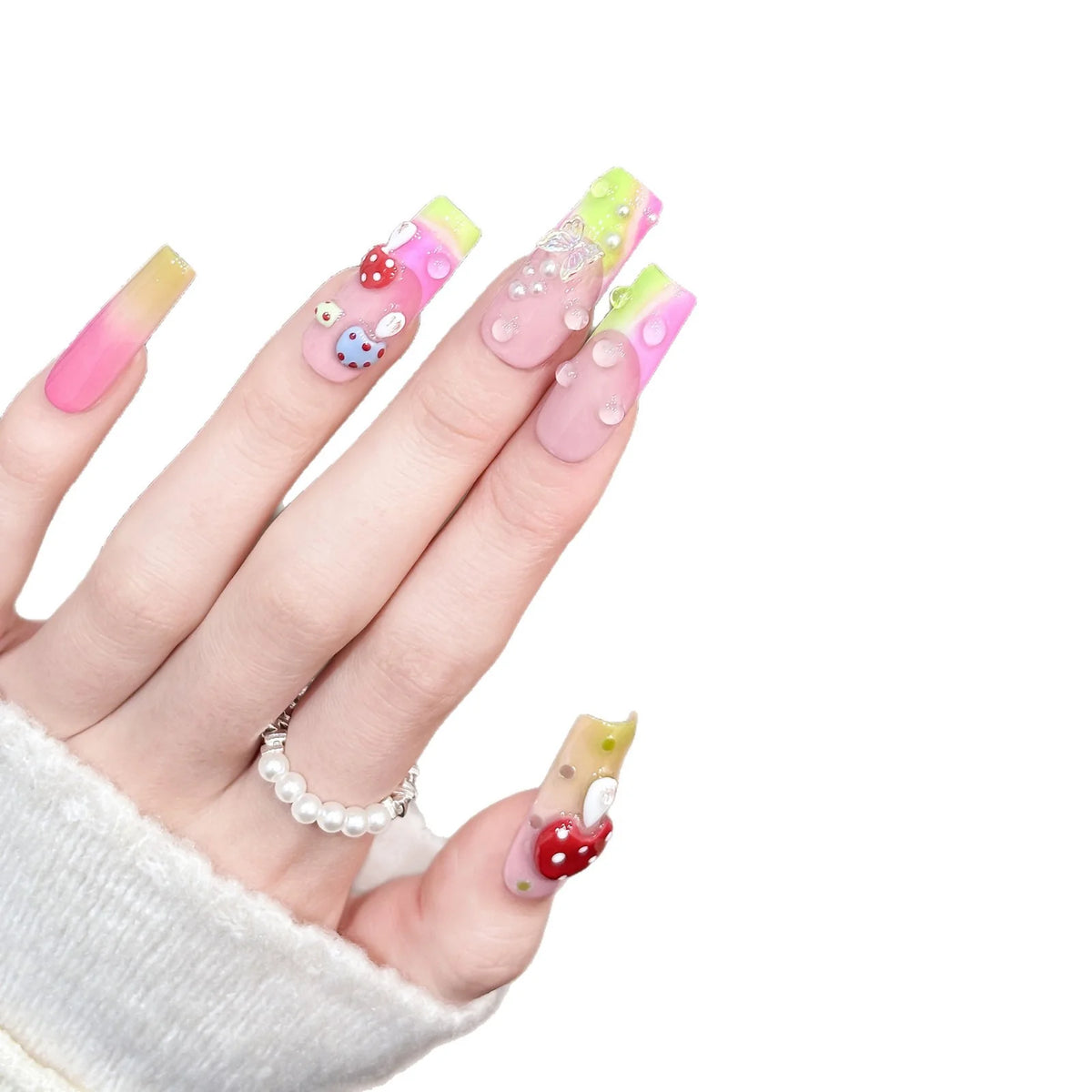 Press-On Nail Tips Floral Design Quick Application Long-Lasting