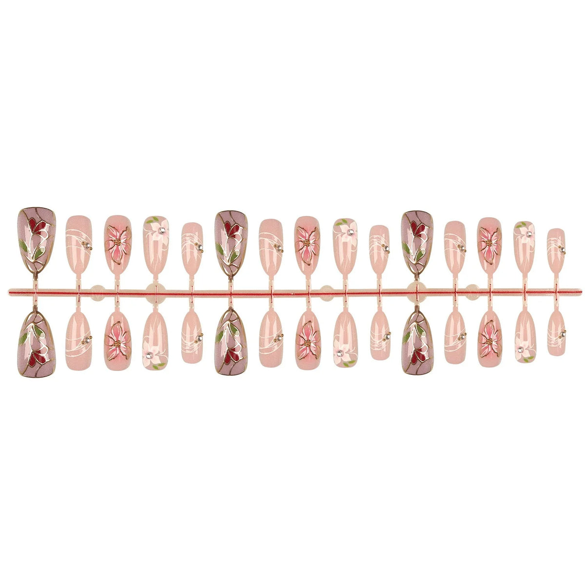 Press-On Nail Tips Floral Design Reusable & Easy Application