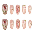 Press-On Nail Tips Floral Design Reusable & Easy Application