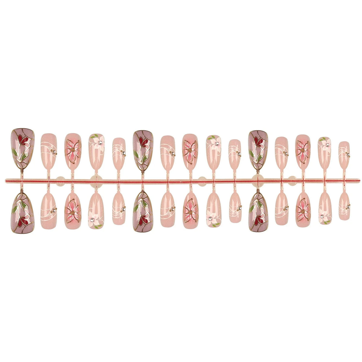 Press-On Nail Tips Floral Design Reusable & Easy Application