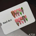 Press-On Nail Tips Floral Design Stiletto & Square