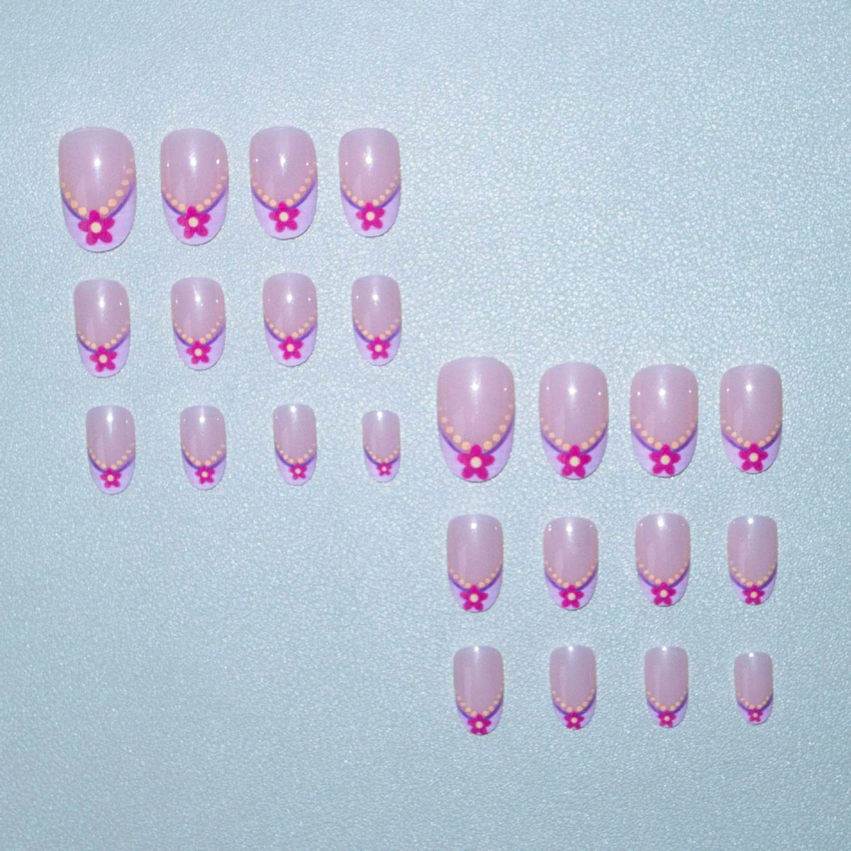 Press-On Nail Tips Floral Design With Polish & Tools