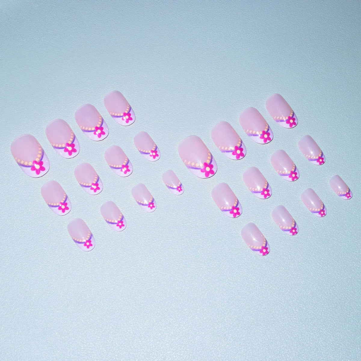 Press-On Nail Tips Floral Design With Polish & Tools