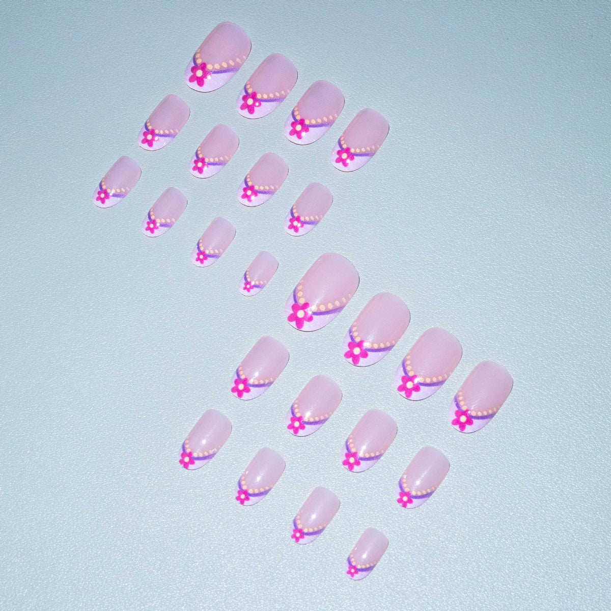 Press-On Nail Tips Floral Design With Polish & Tools