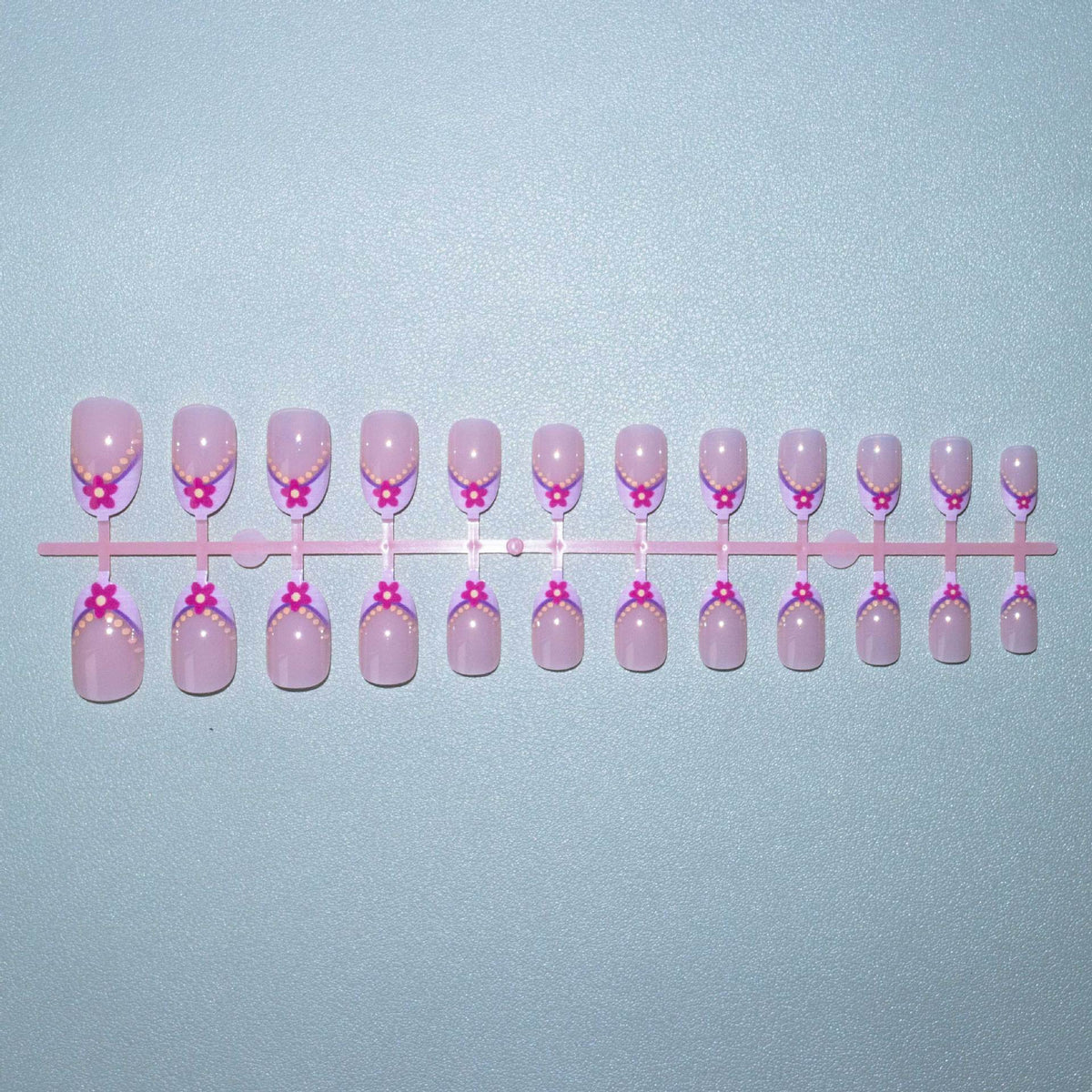 Press-On Nail Tips Floral Design With Polish & Tools