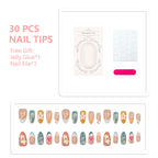 Press-On Nail Tips Floral Designs & Long-Lasting Wear