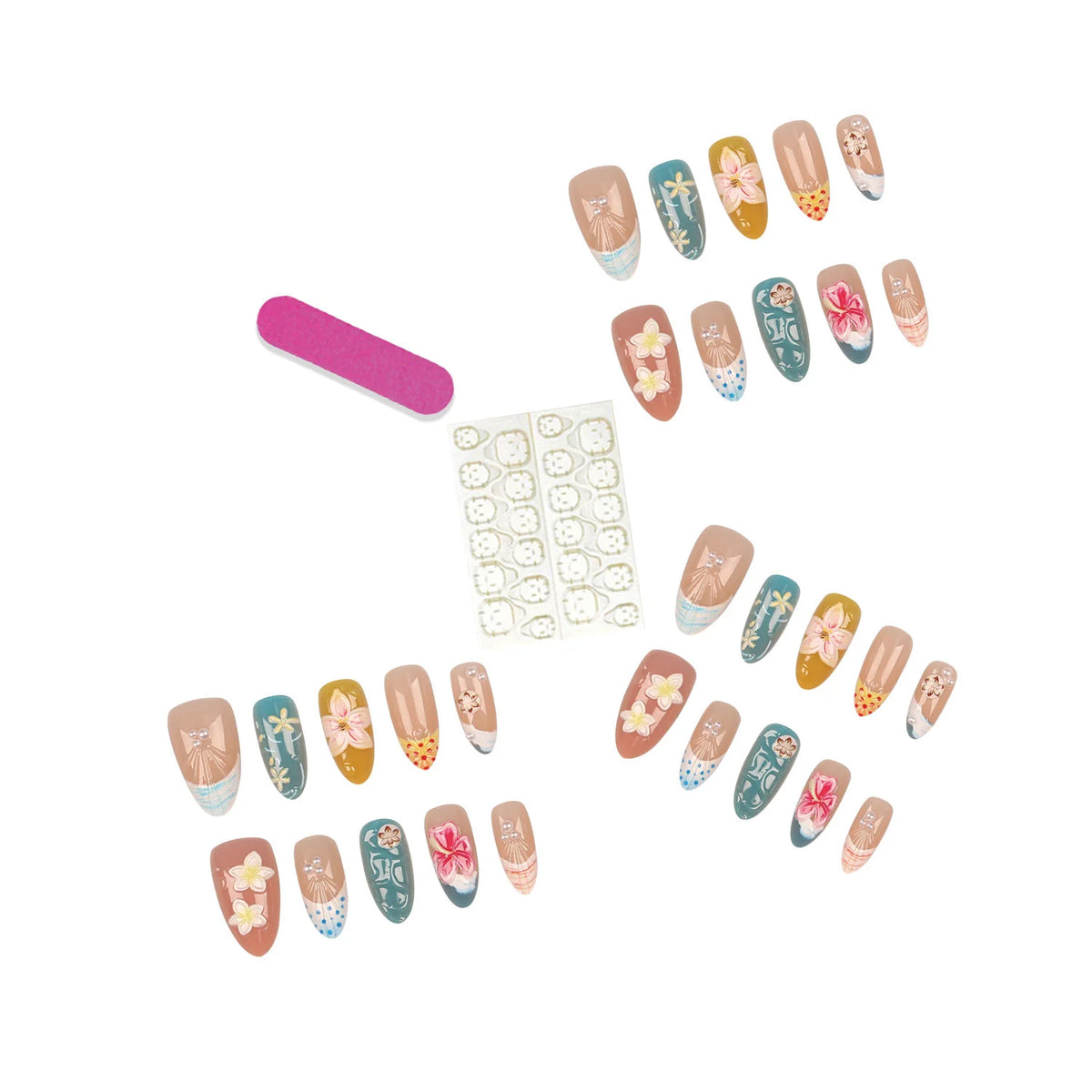 Press-On Nail Tips Floral Designs & Long-Lasting Wear