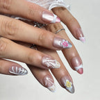 Press-On Nail Tips Floral Designs No Glue Multiple Sizes