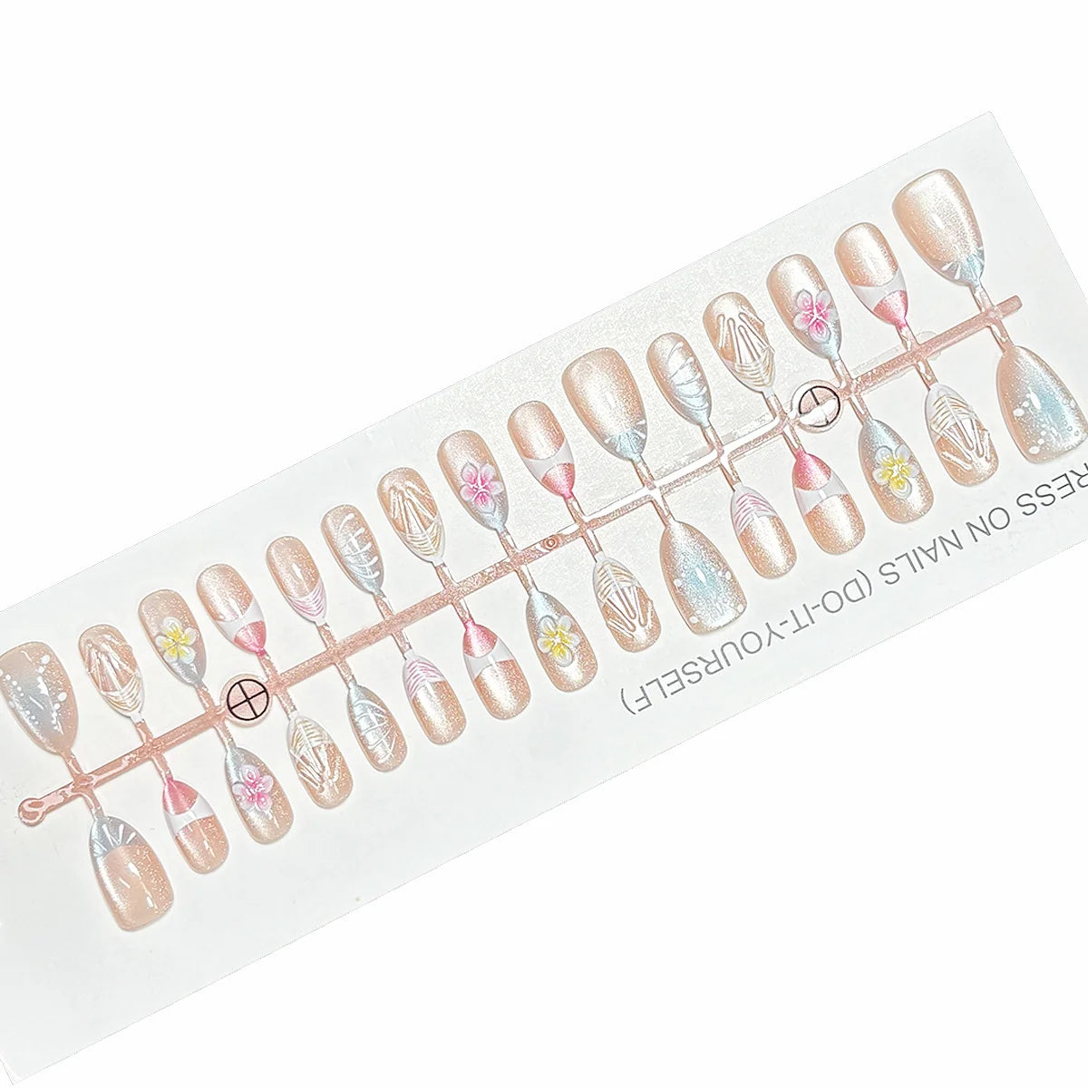 Press-On Nail Tips Floral Designs No Glue Multiple Sizes