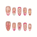 Press-On Nail Tips Floral Embellished Easy Application & Long-Lasting