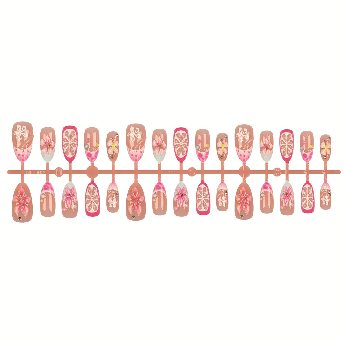 Press-On Nail Tips Floral Embellished Easy Application & Long-Lasting