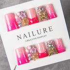 Press-On Nail Tips Floral & Gemstone Designs Easy Application