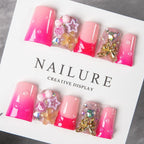 Press-On Nail Tips Floral & Gemstone Designs Easy Application