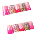 Press-On Nail Tips Floral & Gemstone Designs Easy Application