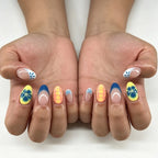 Press-On Nail Tips Floral Glossy Reusable Set of 24