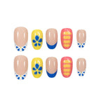 Press-On Nail Tips Floral Glossy Reusable Set of 24