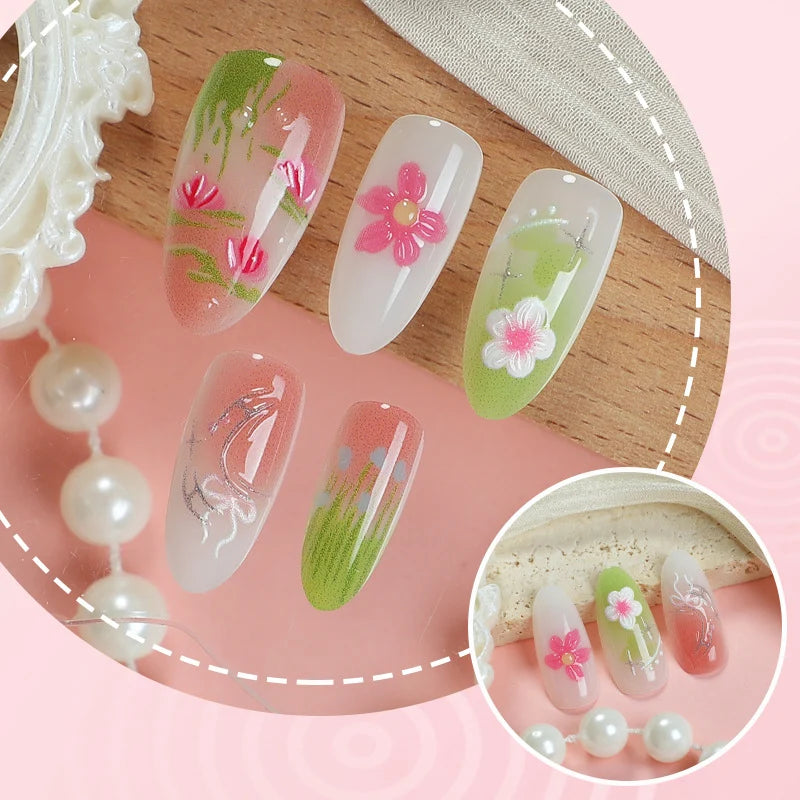 Press-On Nail Tips Floral Peel & Stick Reusable