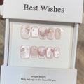 Press-On Nail Tips Floral Shimmer Reusable & Easy Application