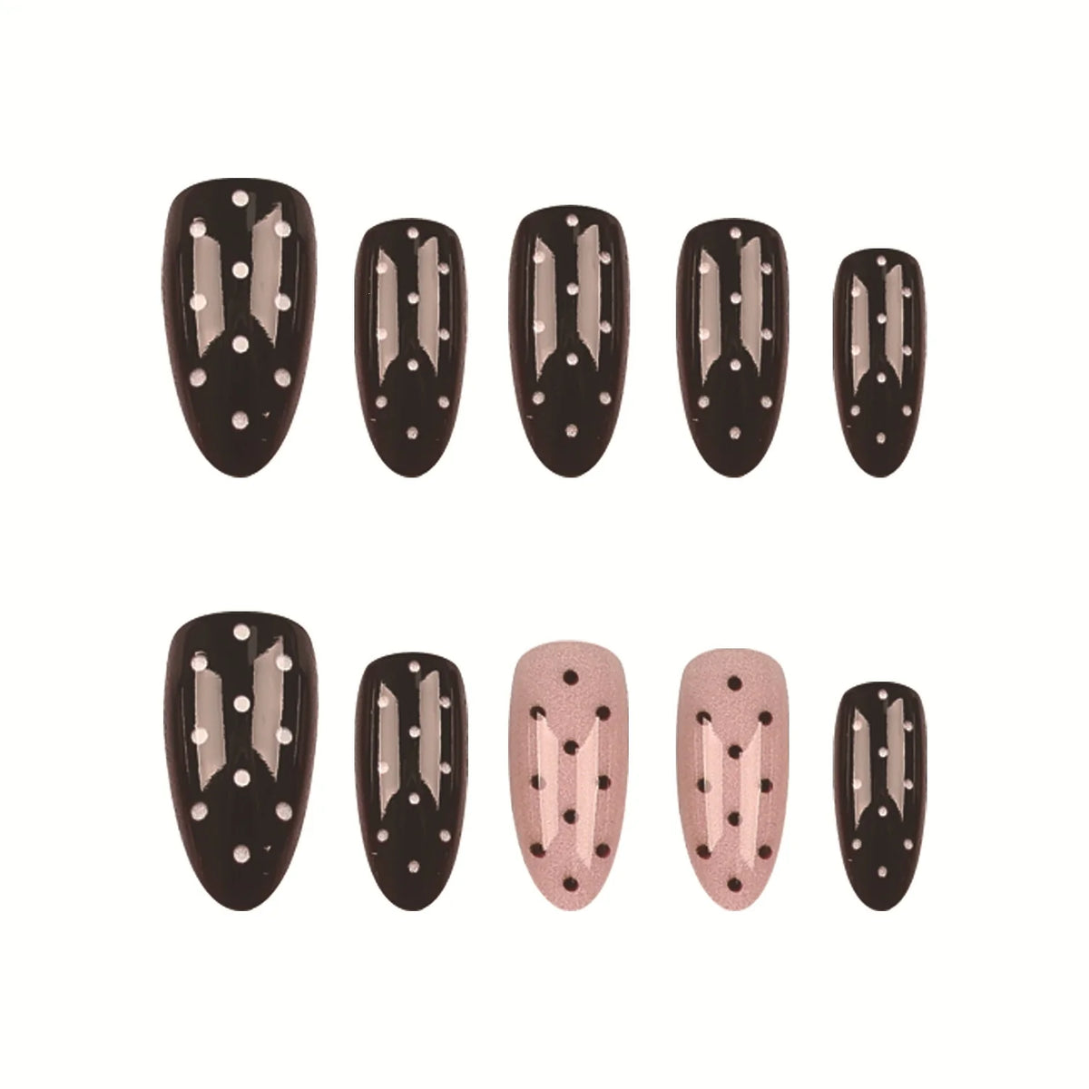 Press-On Nail Tips Geometric Design Adhesive Tabs