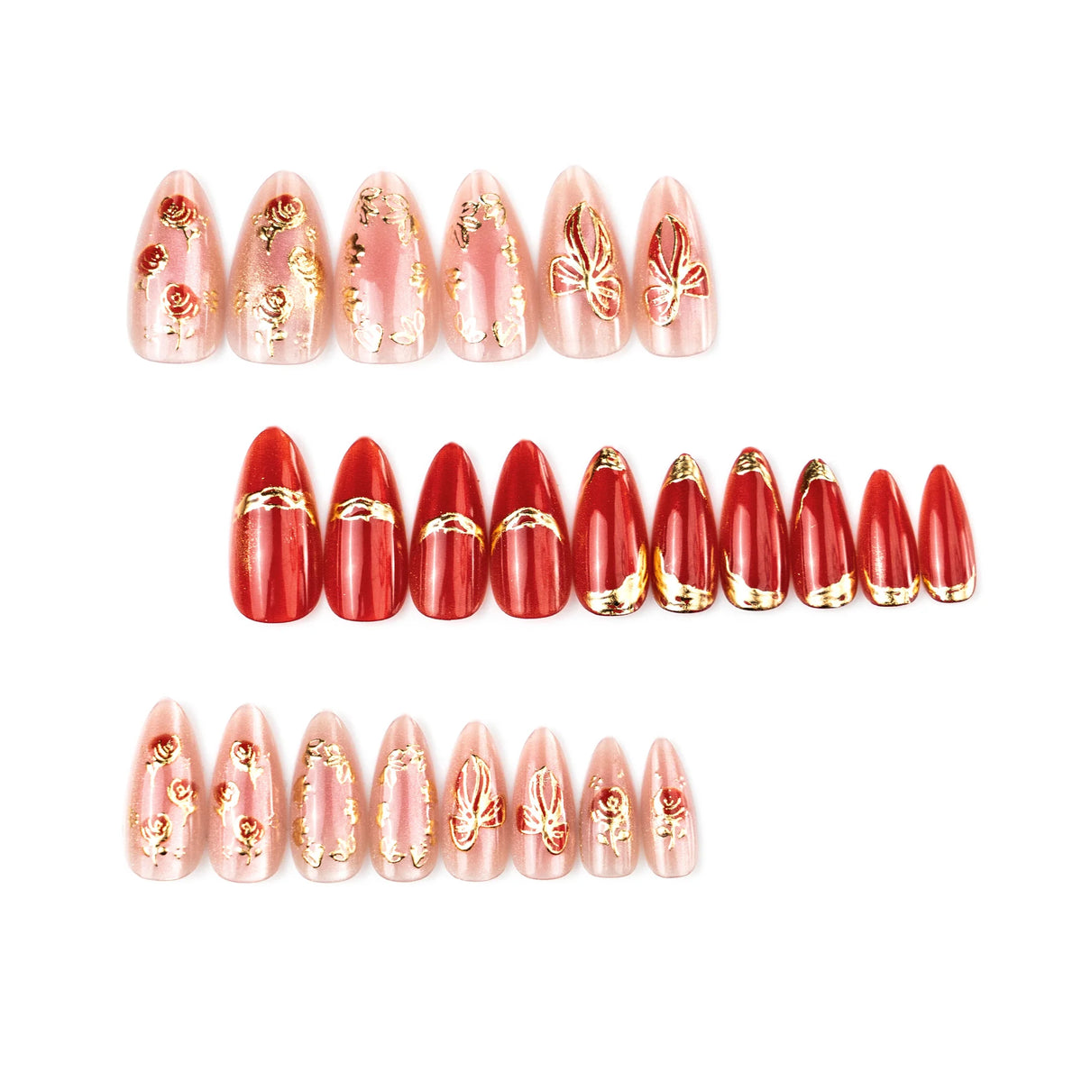Press-On Nail Tips Gilded Floral Self-Adhesive