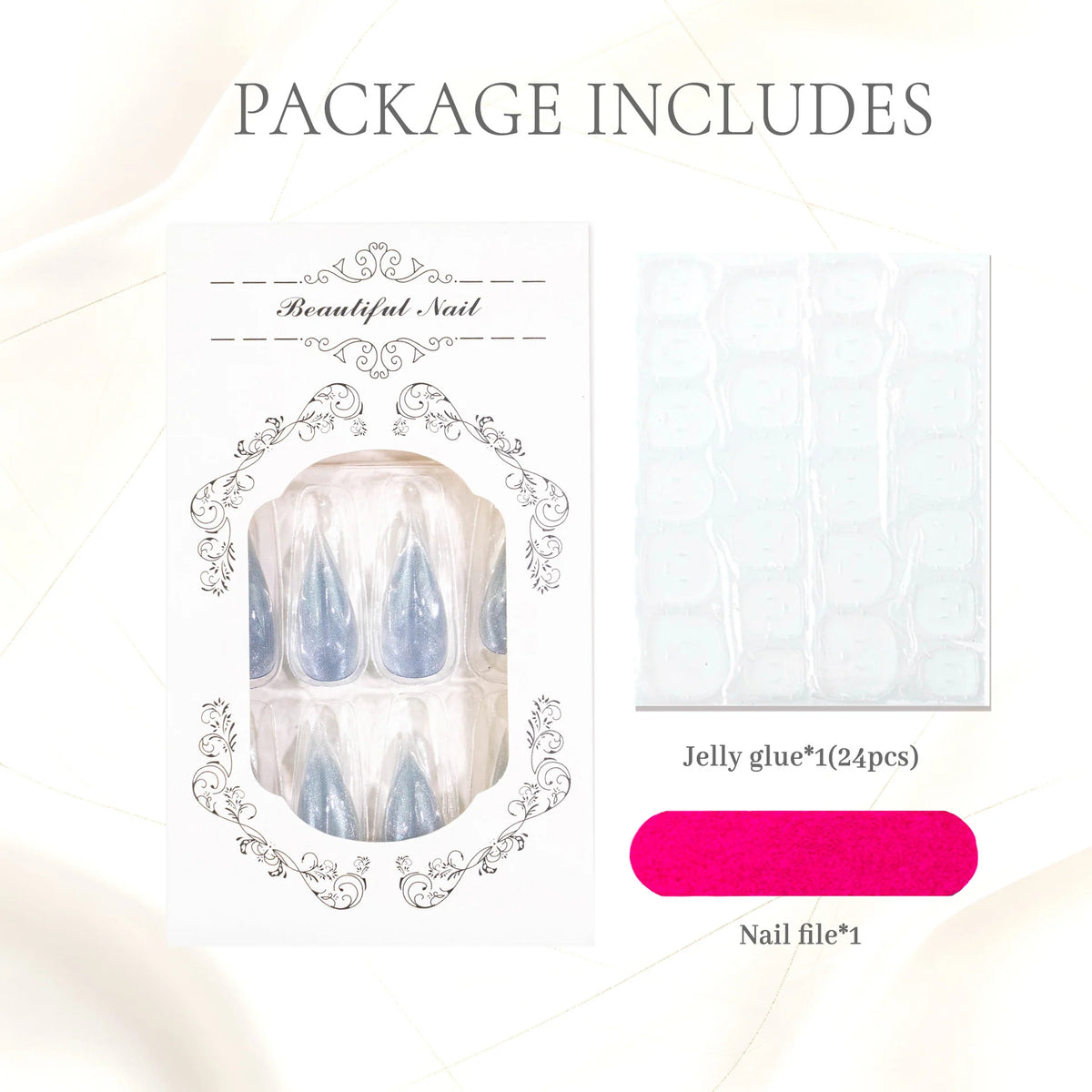 Press-On Nail Tips Glitter Gel Self-Adhesive & Reusable