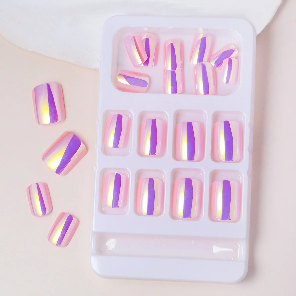Press-On Nail Tips Glossy Finish Reusable Set of 24