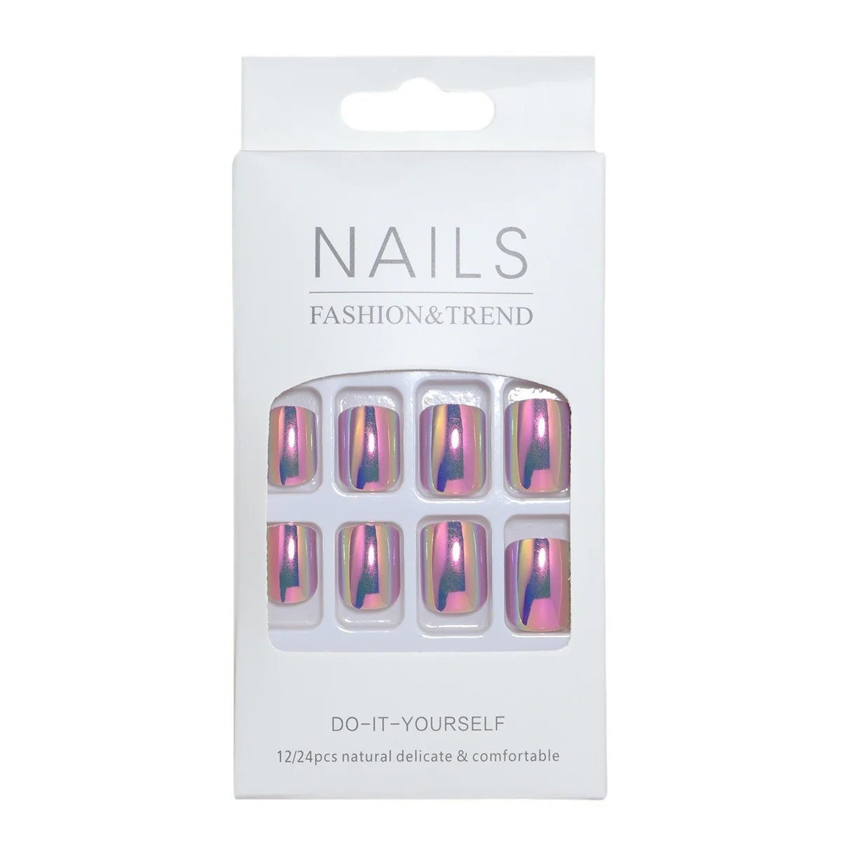 Press-On Nail Tips Glossy Finish Reusable Set of 24