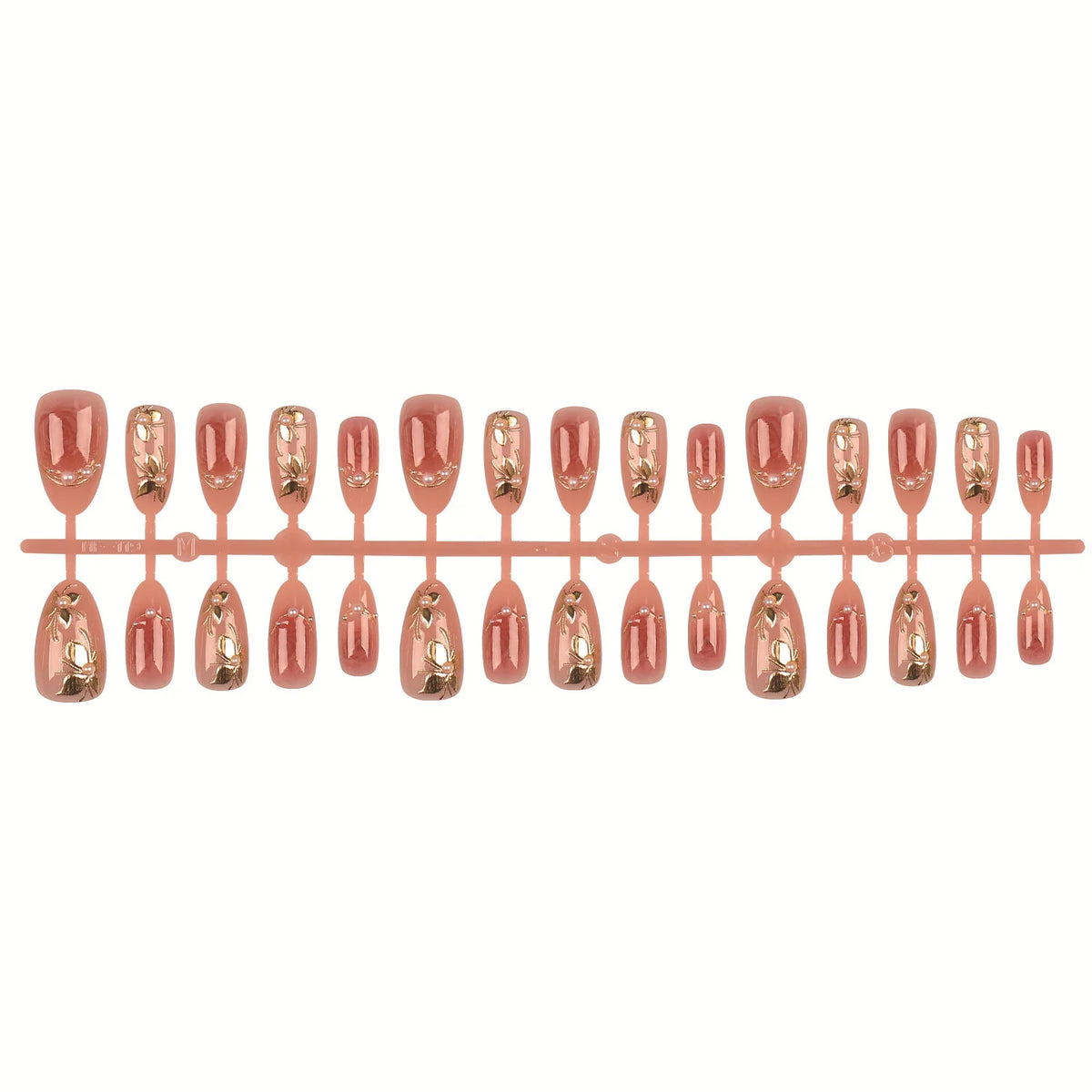Press-On Nail Tips Gold Accents Set of 30