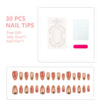 Press-On Nail Tips Gold Accents Set of 30