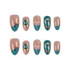 Press-On Nail Tips Gold-Embellished 30-Piece Set