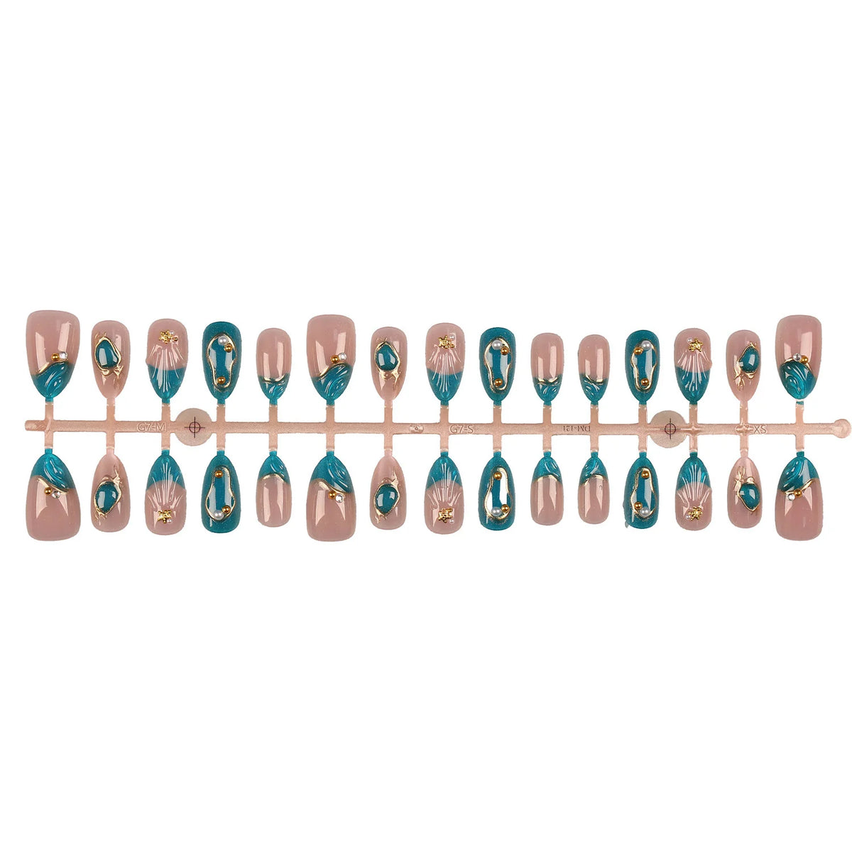 Press-On Nail Tips Gold-Embellished 30-Piece Set