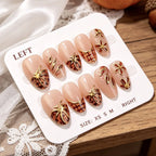 Press-On Nail Tips Gold Floral Peel And Press