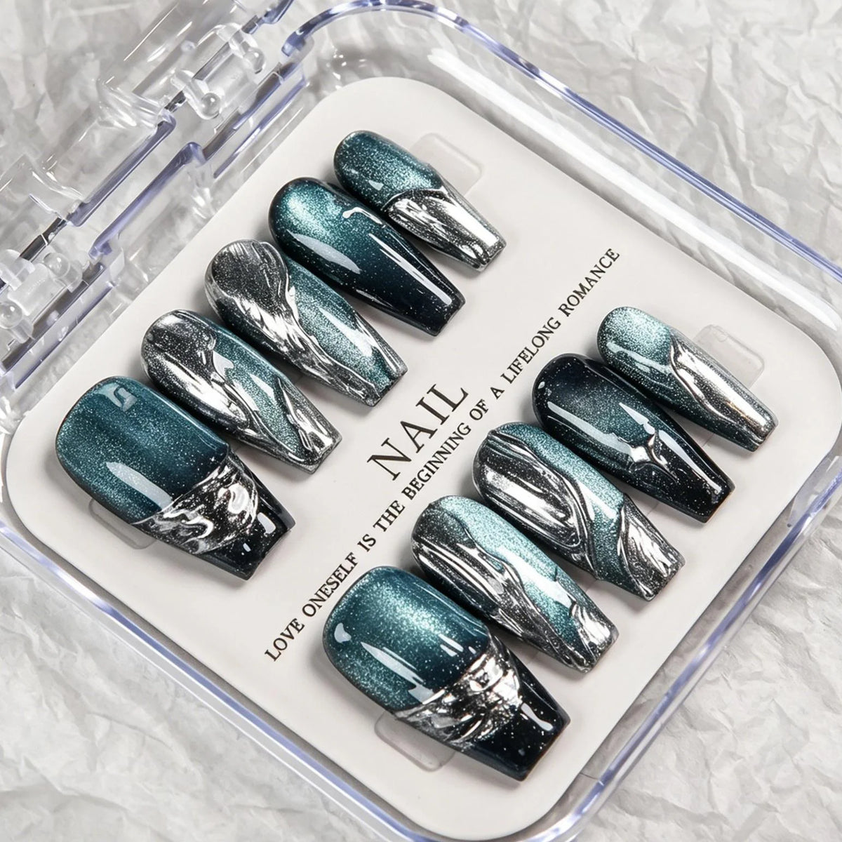 Press-On Nail Tips Gradient Metallic Reusable