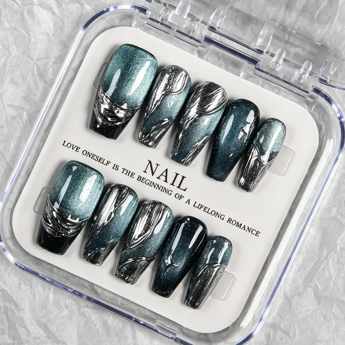 Press-On Nail Tips Gradient Metallic Reusable