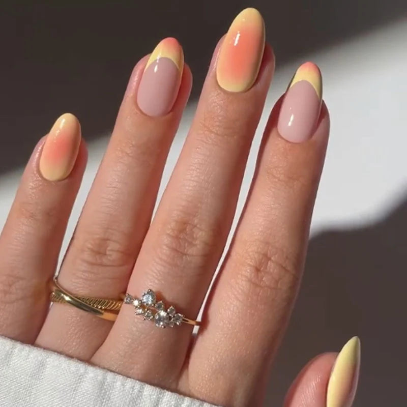 Press-On Nail Tips Gradient Ombre Glue-Free Chip-Resistant