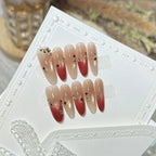 Press-On Nail Tips Gradient Ombre & Rhinestone Reusable