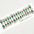 Press-On Nail Tips Green Floral Reusable Multiple Sizes