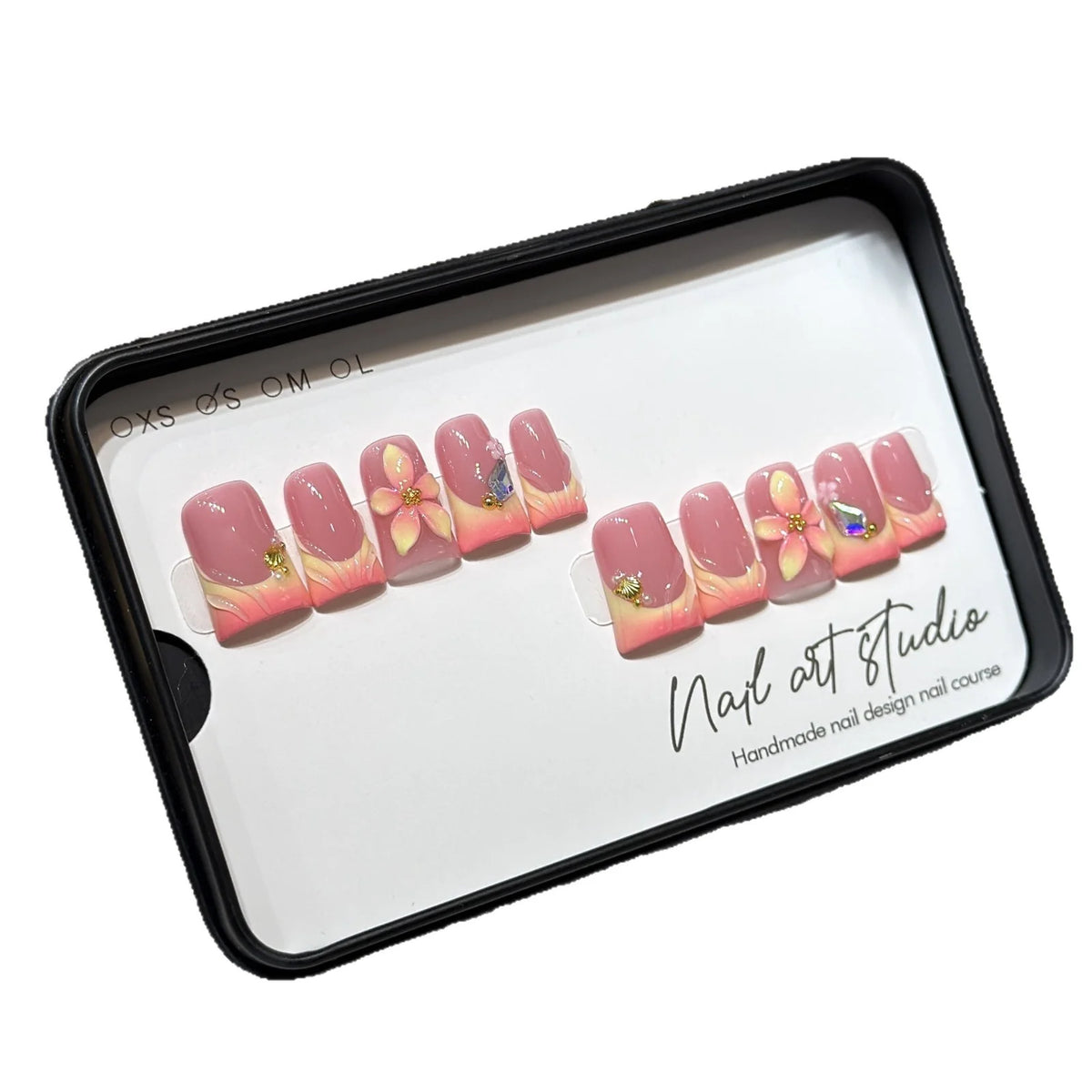 Press-On Nail Tips Handmade Floral Easy Application