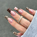 Press-On Nail Tips Leopard Print & Embellished Lightweight Comfort