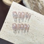 Press-On Nail Tips Long Oval Rhinestone Reusable & Durable